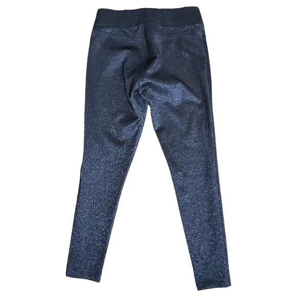 Loft Metallic Stretch Pants Women's Sz M Black Silver Skinny Leg Pull on Dressy - Picture 16 of 16